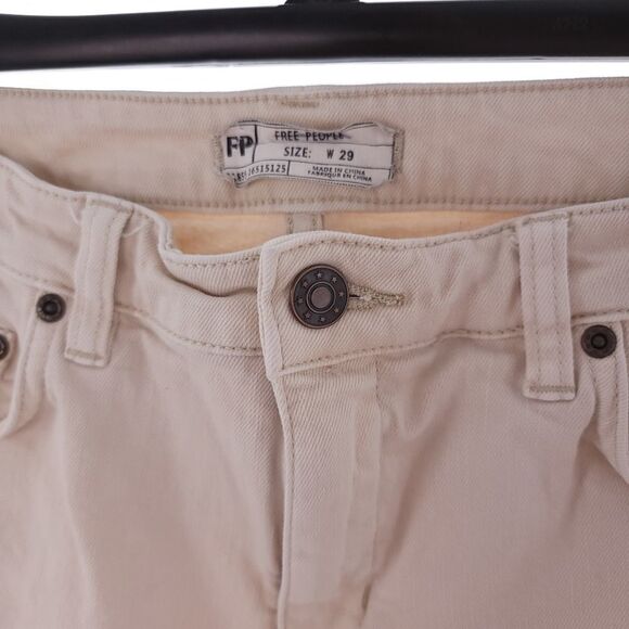 Free People Womens Size W 29 Solid Cream Flare Denim Jeans - Picture 5 of 11